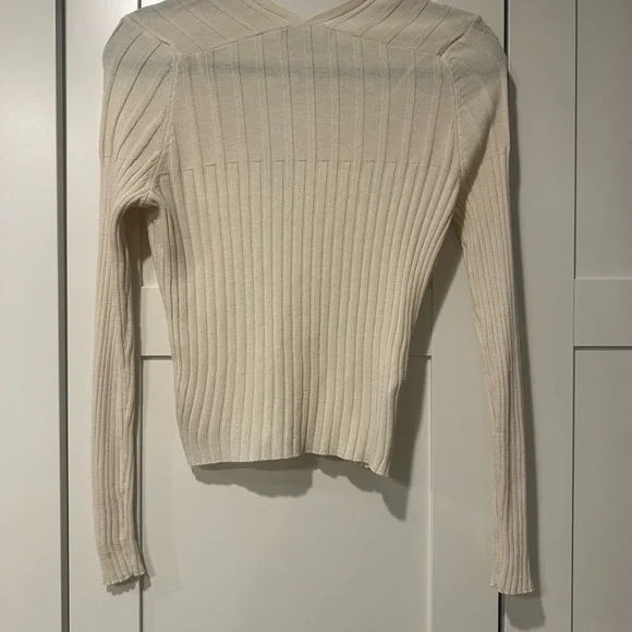 Mango Cream Ribbed Button-Up Blouse - Picture 2 of 2